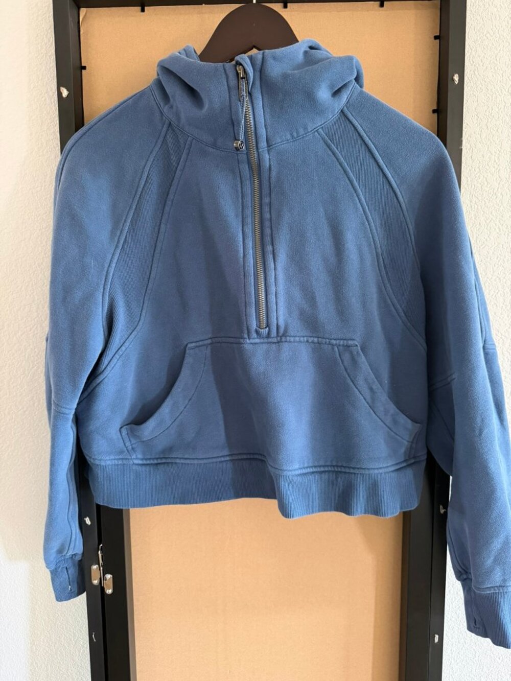 lululemon Dusty Blue Cropped Half-Zip Hoodie